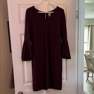 Burgundy Bell Sleeve Dress